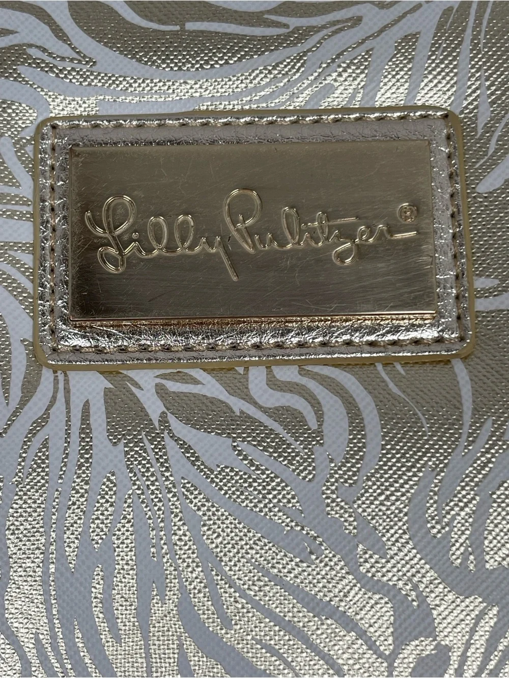 Lilly Pulitzer Gold and White Floral Faux Leather Agenda Folio Cover (no planner